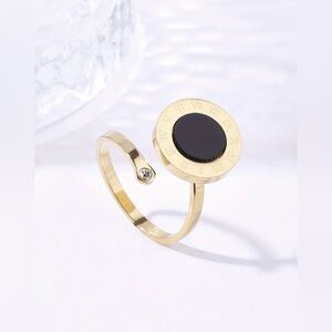 Roman Numeral Zircon Tail 18K Gold Plated Ring Size 6 Adjustable